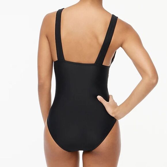 J Crew V-neck ruched one-piece swimsuit Womens Size Small Black - Picture 4 of 8